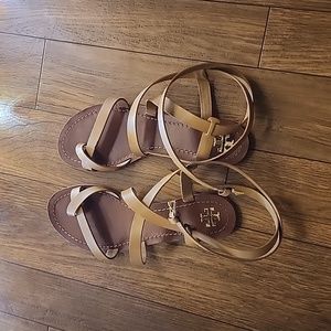 Tory size 8 wrap sandals brown